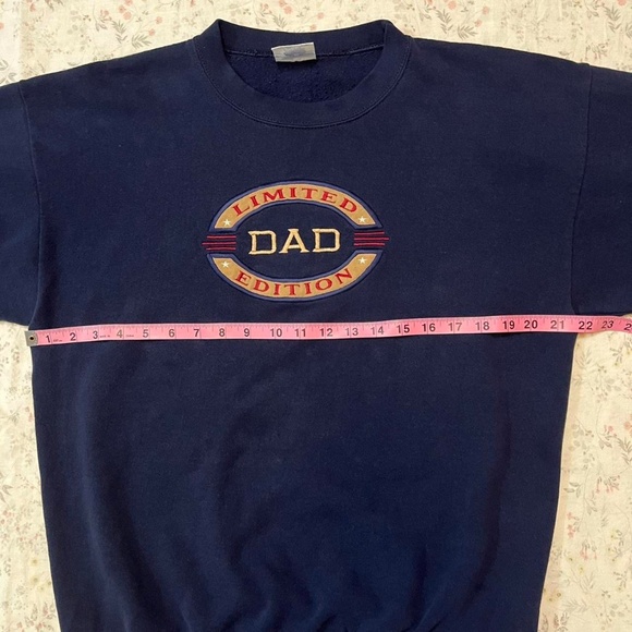 Vintage 90s Navy Blue Crewneck Made in USA Limited Edition Dad Navy Embroidered - Picture 6 of 7